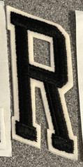 RUTGERS SCARLET KNIGHTS NCAA COLLEGE BLACK WHITE ARCHED LETTERS PATCHES SET OF 7