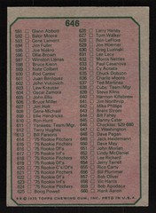 1975 Topps #646 Checklist: 529-660 Card