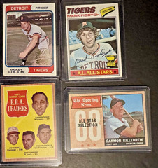 Topps Vintage Lot 4 Cards 1962‑1977 Fidrych Rookie Lolich Killebrew Spahn Era