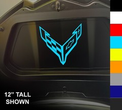 FRONT TRUNK 2020-25 C8 CORVETTE Stingray Z51 Z06 ERAY Crossed Flag Decal Sticker