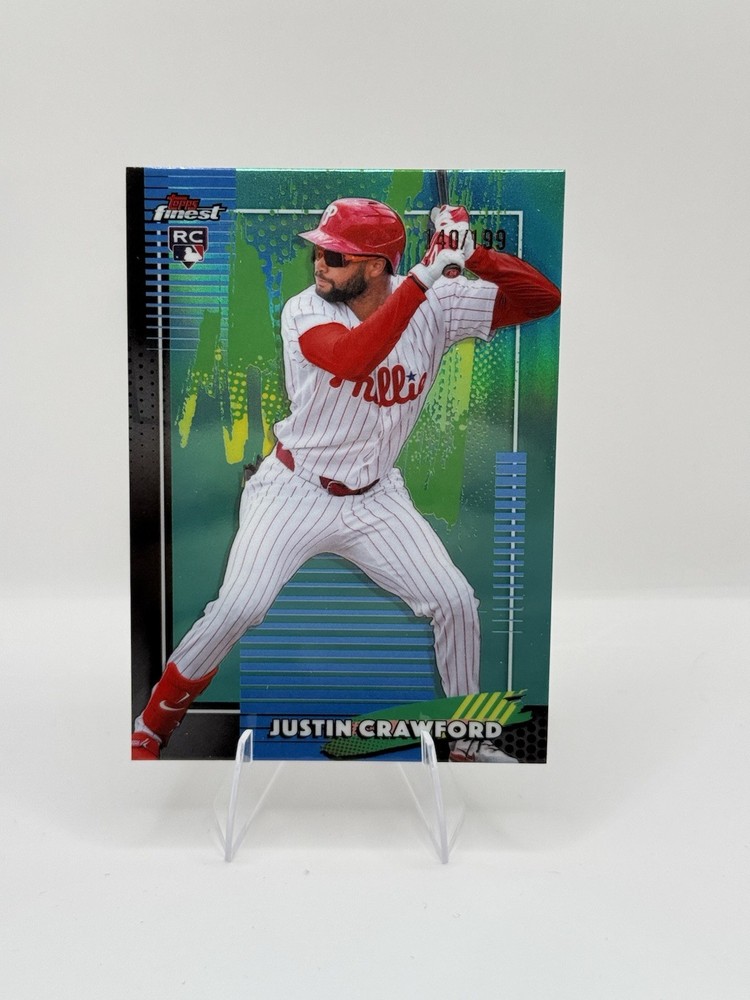 2026 Topps Finest Justin Crawford Common Mini Diamond Aqua 140 /199 (RC)