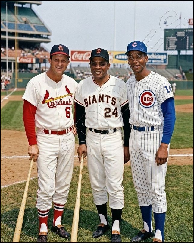 Mays Musial Banks Photo 8X10 – Giants Cardinals Cubs FREE SHIPPING