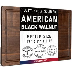 Walnut Wood Cutting Board for Kitchen with 17&Prime;L x 11&Prime;W, Black