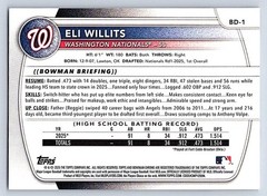 ELI WILLITS NATIONALS RC 1st card 2025 BOWMAN DRAFT #BD-1