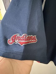 Vintage Majestic Cleveland Indians Baseball Jersey Navy And Red Trim Size 2XL