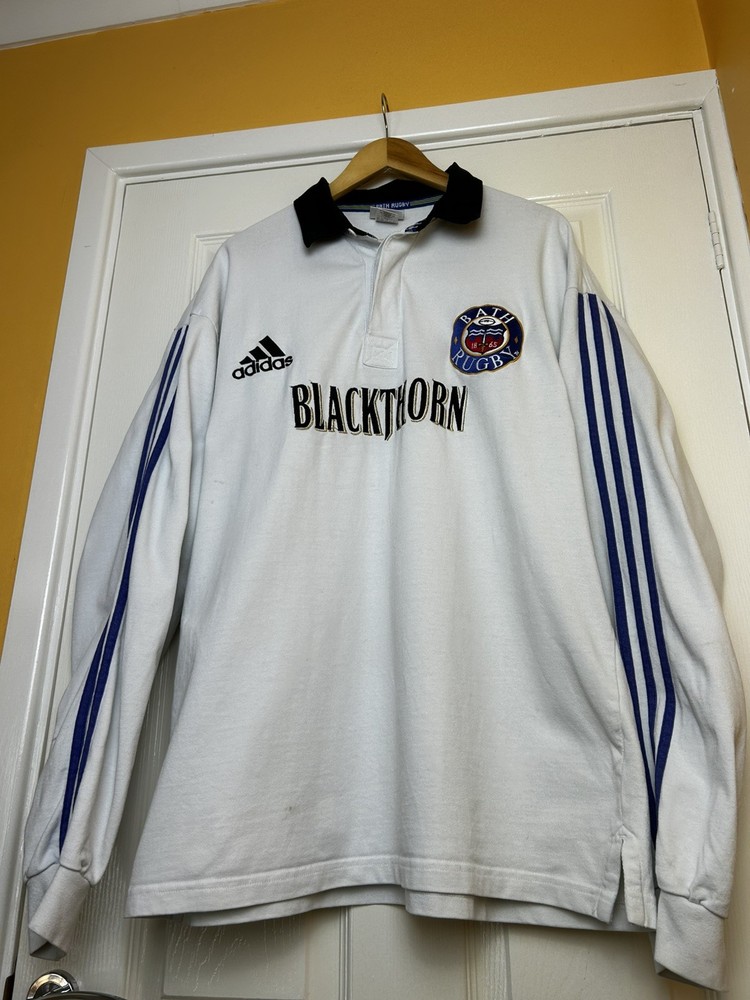 Bath Rugby Adidas L/S Away – Vintage 1999 Polo Shirt – Men’s XL – Blackthorn