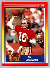 Joe Montana #594, Record Breakers, San Francisco 49ers Football Card, 1990 Score