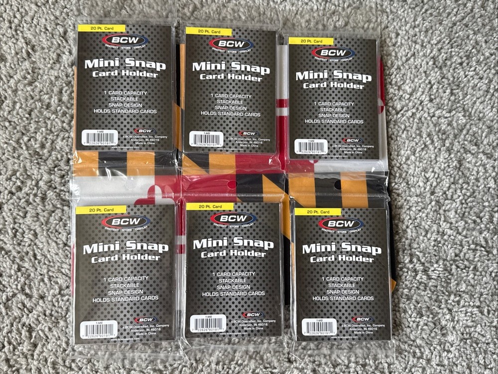 Lot of (6) BCW Mini-Snap Card Holders – 20Pt. Card – Model 1-MS