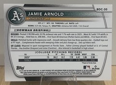 2025 Bowman Draft – Jamie Arnold 1st Bowman #BDC-30 Sky Blue Refractor