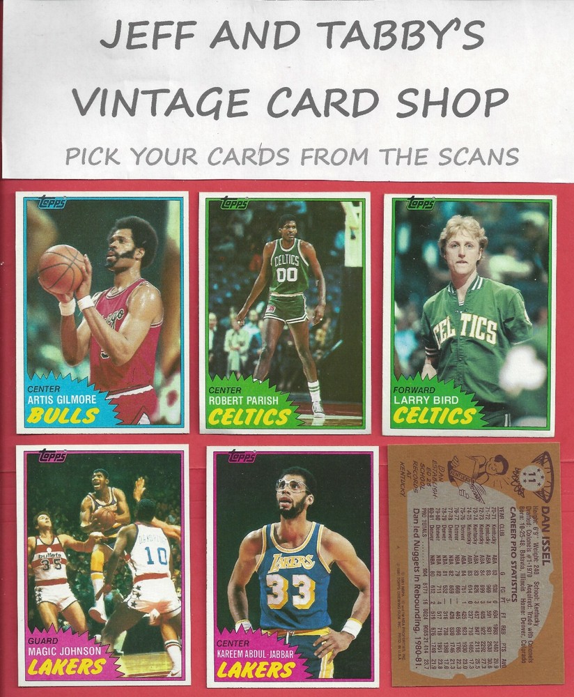 1981-82 TOPPS BASKETBALL 1 TO 66 BASE SET / SEE DROP DOWN MENU