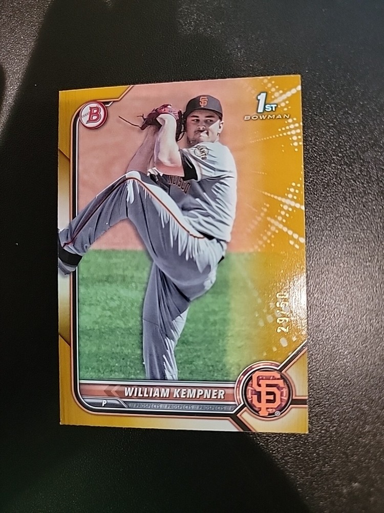 2022 Bowman Draft 1st Edition William Kempner Gold Paper Prospect 1st #/50
