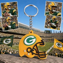 Green Bay Packers Helmet Keychain – Flexible PVC/Rubber NFL Fan Key Ring Charm