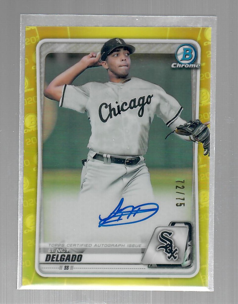 Lency Delgado 2020 Bowman Chrome Yellow Refractor Auto 72/75 Rc Autograph