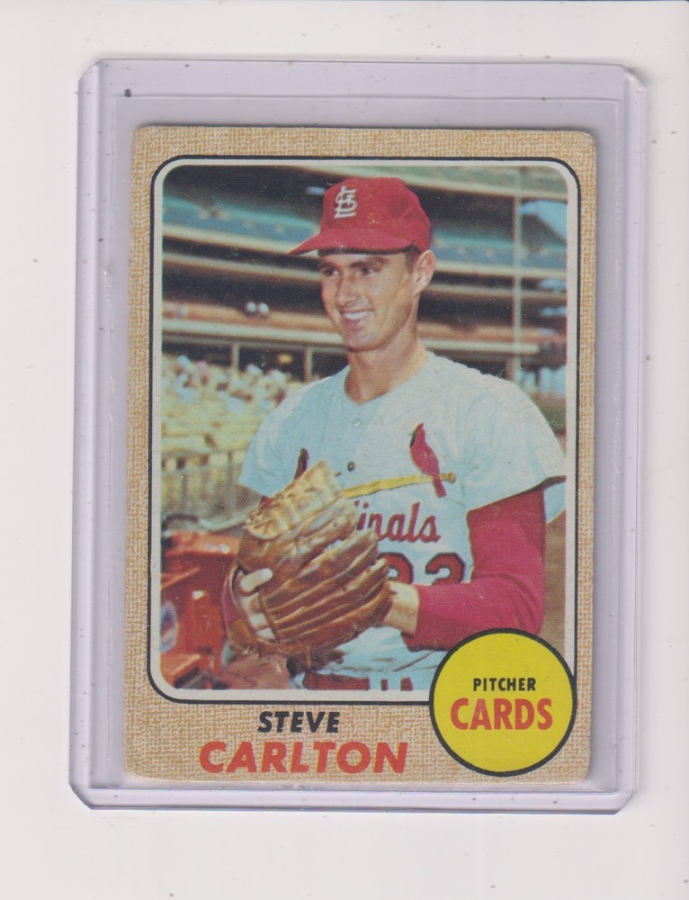 1968 TOPPS #408 STEVE CARLTON IN VG CONDITION – ST. LOUIS CARDINALS