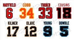 Football STICKER DECAL, any team, any player Panthers Bucs Saints Falcons
