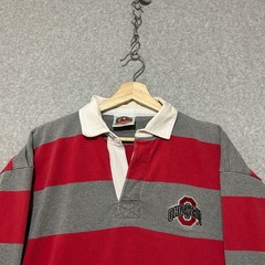 Vintage Ohio State Buckeyes Barbarian Rugby Shirt 2XL (Fit XL) Red Gray Striped