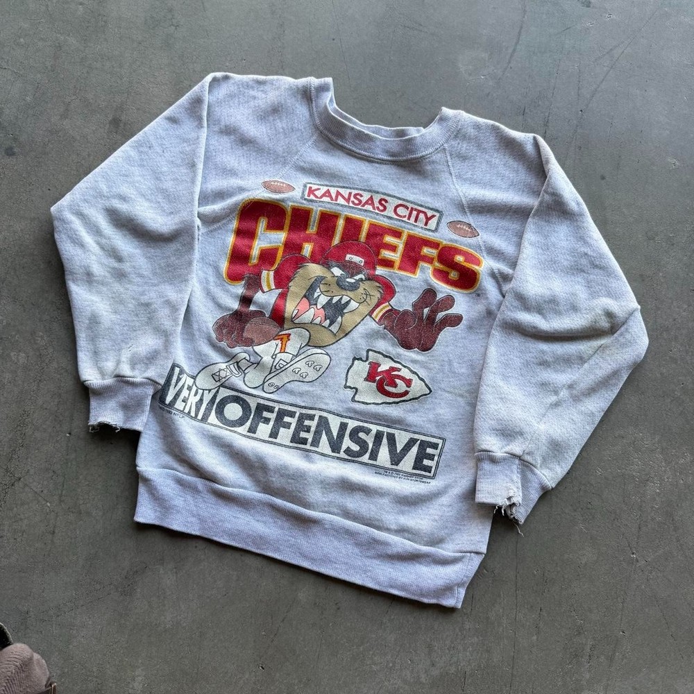 Vintage 90s grail taz looney tunes chiefs nfl football sweater VK15257