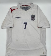 England 2005/2007 Home David Beckham #7 Authentic Umbro Jersey XL White Red Navy