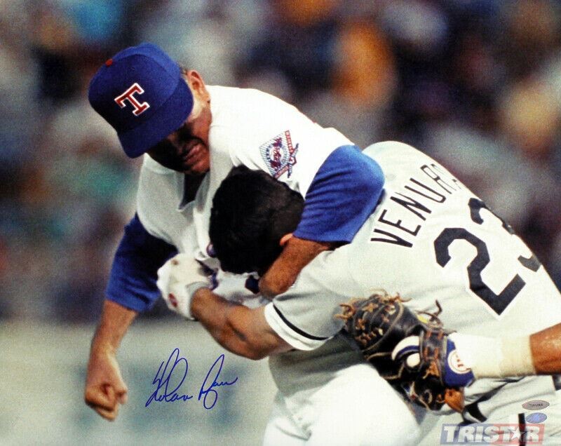 Nolan Ryan Signed Autographed Texas Rangers 16×20 Photo – Ventura Fight TRISTAR