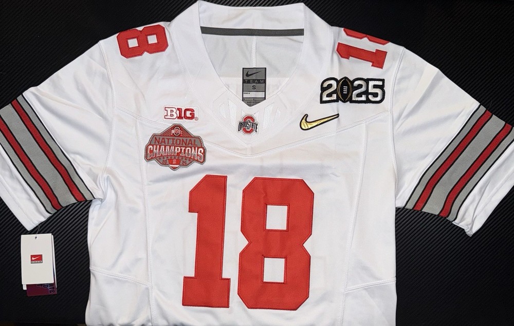 Will Howard Ohio State National Championship Gold OSU 18 White Jersey Buckeyes