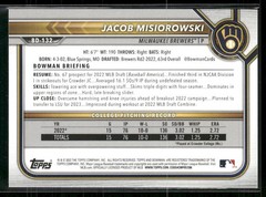 2022 Bowman Draft #BD-132 – Jacob Misiorowski 1st Rookie Brewers Rookie Card