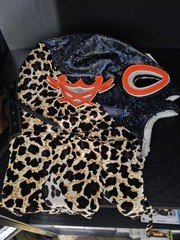 Konnan AAA Semi Pro Wrestling Mask Navy/black Holo Material Orange Accents Used