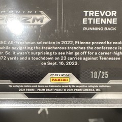 Panini 2024 Prizm Draft Picks Trevor Etienne Tie-Dye /25 Auto Patch RC