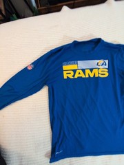 NIKE NFL Los Angeles Rams Dri-FIT Long Sleeve Shirt Blue/Yellow Size Men&rsquo;s L