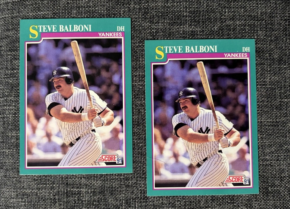 Steve Balboni Lot Of 2 Baseball Cards 1991 Score New York Yankees