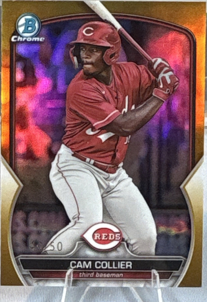 Cam Collier 2023 Bowman Draft Chrome Gold Refractor /50 BDC-143 RC Reds