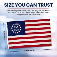 FlagSource Betsy Ross 250th Anniversary Flag Made in USA – 1776 United States