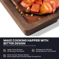 Walnut Wood Cutting Board for Kitchen with 17&Prime;L x 11&Prime;W, Black