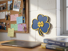 Notre Dame Fighting Irish Shamrock Wall Art 3D Sign ND Clover Shelf Desk Decor