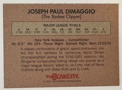 Joe DiMaggio 1987 Bowery Savings Bank Baseball Card
