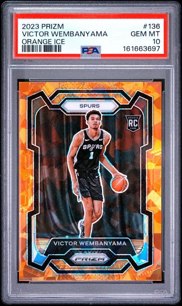 2023 Panini Prizm Victor Wembanyama RC #136 Orange Cracked Ice PSA 10 SSP