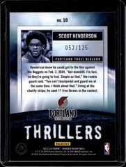 Scoot Henderson 2023-24 Panini Phoenix #10 Rookie Thrillers Red /125 READ