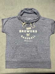 Milwaukee Brewers Women’s Soft As A Grape Blue Gray Funnel Neck Shirt MLB