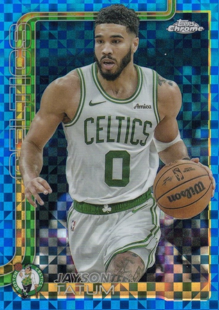Jayson Tatum, Blue X-Fractor #49 – 2025-26 Topps Chrome