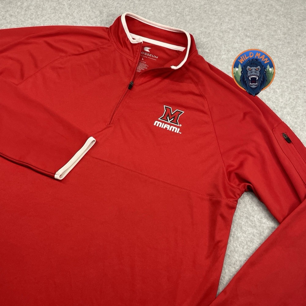 Miami Ohio Redhawks 1/4 Zip Pullover Mens Large Colosseum NCAA Red
