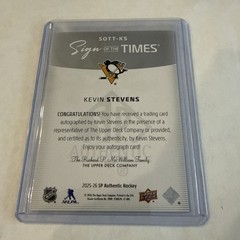 Kevin Stevens 2025-26 SP Authentic Sign of the Times Auto Card #SOTT-KS