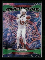 Marvin Harrison Jr. 2024 Panini Prizm Fireworks Green Prizm Cardinals