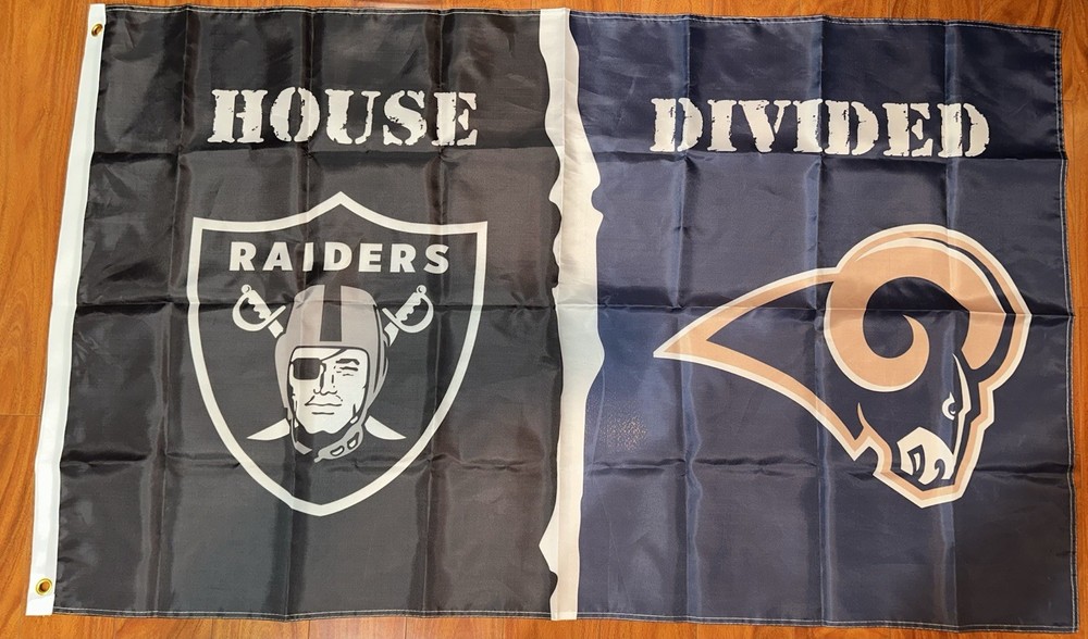 Las Vegas Raiders Los Angeles Rams House Divided Rivalry Flag 3×5 Banner Oakland