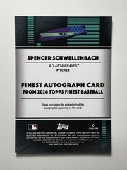 2026 Topps Finest /150 Spencer Schwellenbach BLUE ON CARD AUTO #FA-SS Braves