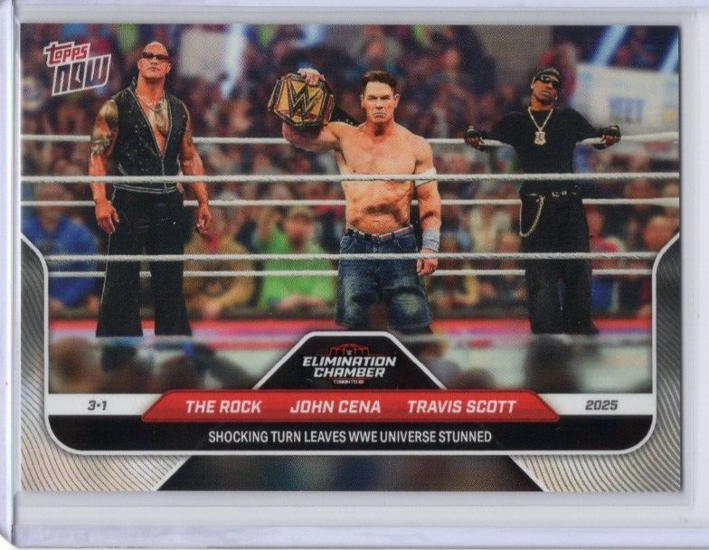 2025 Topps now WWE John Cena The Rock Travis Scott Universe Stunned #27
