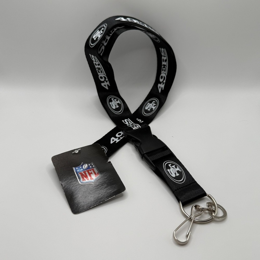 Pro Specialties Group NFL San Francisco 49ers Black Lanyard Keychain Id holder