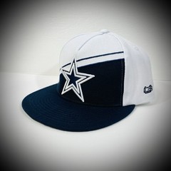 New$50 DALLAS COWBOYS SNAPBACK HAT White Navy Blue Stsr Flat Bill Ultra-Game NWT