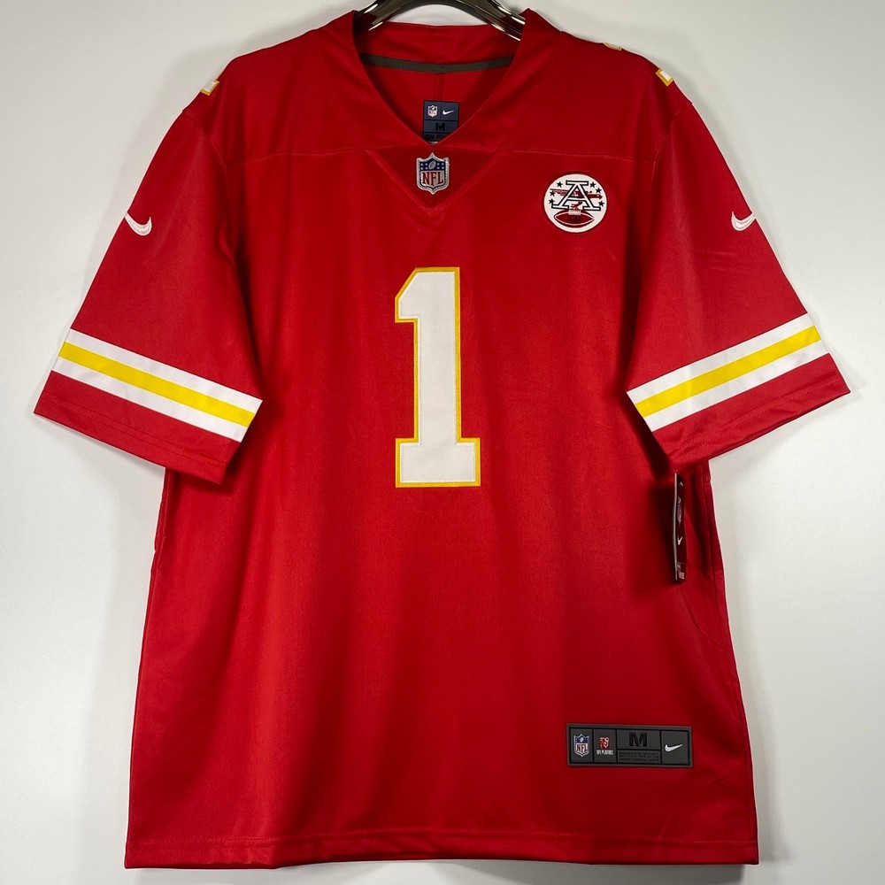 Xavier Worthy #1 Men&rsquo;s Jersey, Embroidered, Red, S/M/L/XL/2XL/3XL/4XL