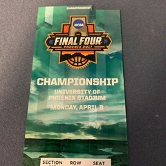 2017 NCAA Men&rsquo;s Basketball Tournament Final Souvenir Ticket – UNC-Gonzaga