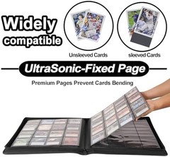 Premium Card Binder 16 Pocket – Fits 1600 Cards，4X4 Ringless Card Album with Sle