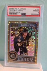 David Pastrnak 2014 O-Pee-Chee Platinum Seismic Gold RC Card #’d 22/50 PSA 8